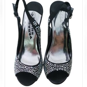 Charming platform heels with rhinestones Sz 7